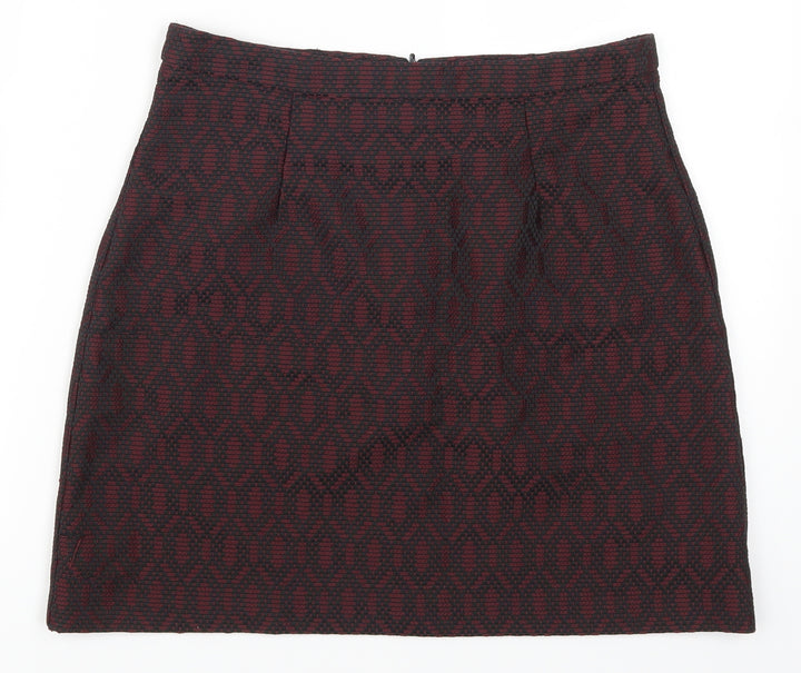 New Look Womens Red Geometric Mini Skirt Size 8