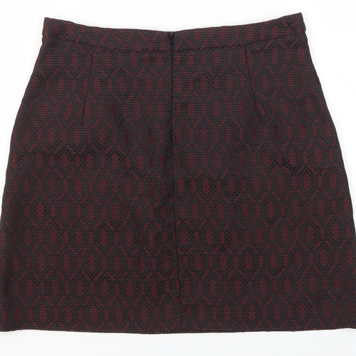 New Look Womens Red Geometric  Mini Skirt Size 8