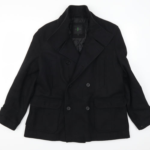 Jasper Conran Mens Black   Pea Coat Coat Size L