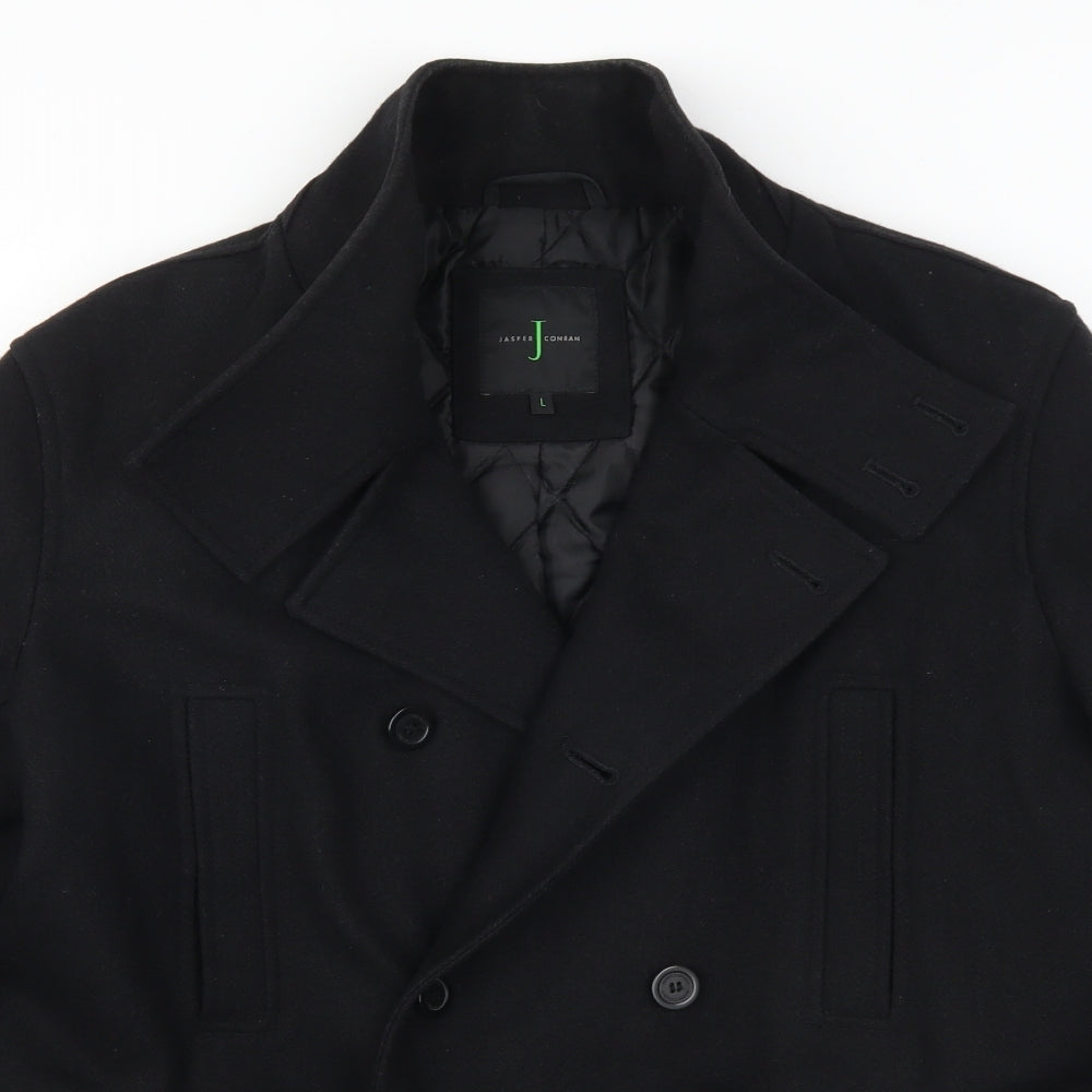 Jasper Conran Mens Black   Pea Coat Coat Size L
