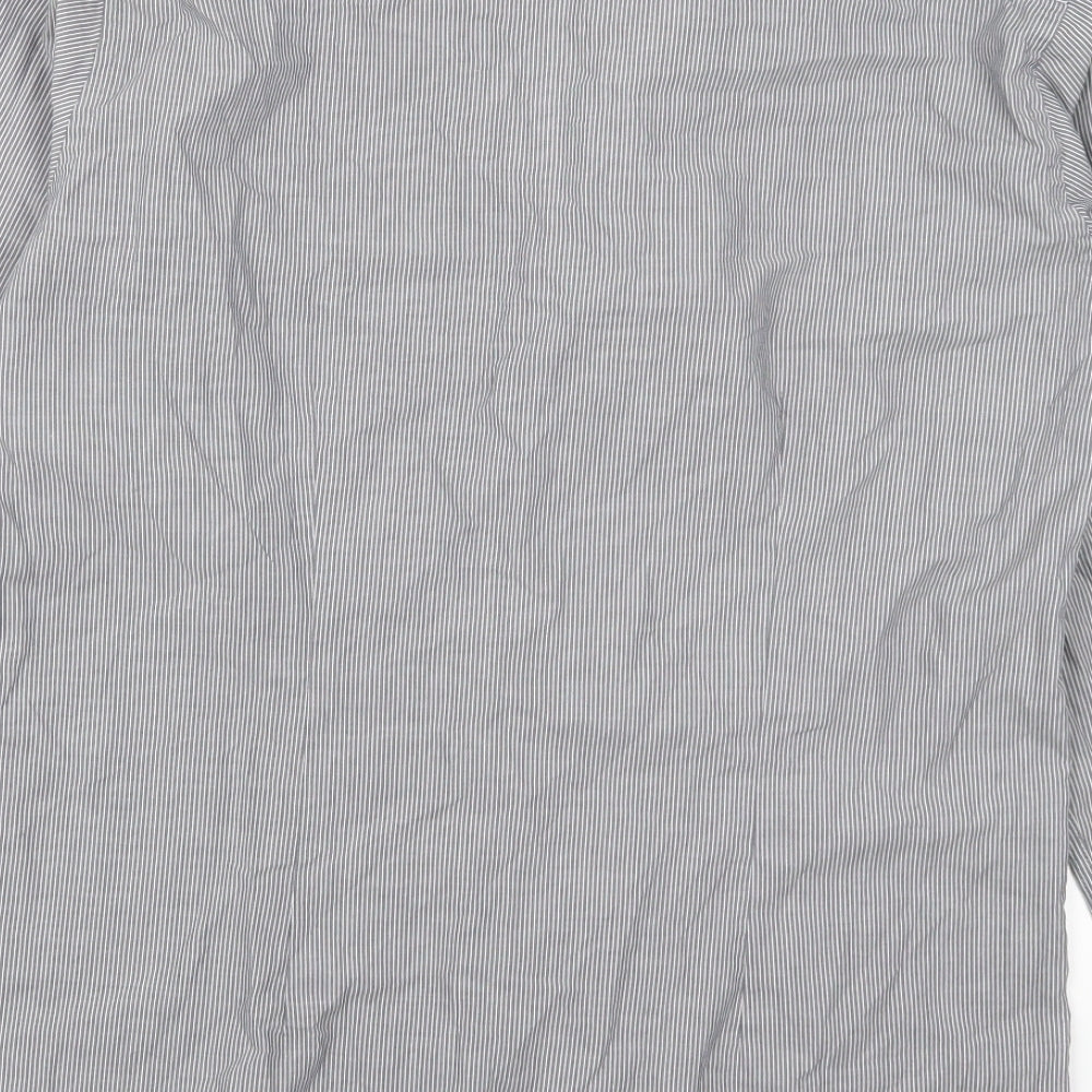 Cedarwood State Mens Grey Striped   Button-Up Size 15.5