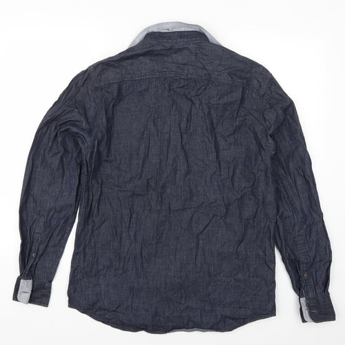 Trait Mens Blue  Denim  Button-Up Size M