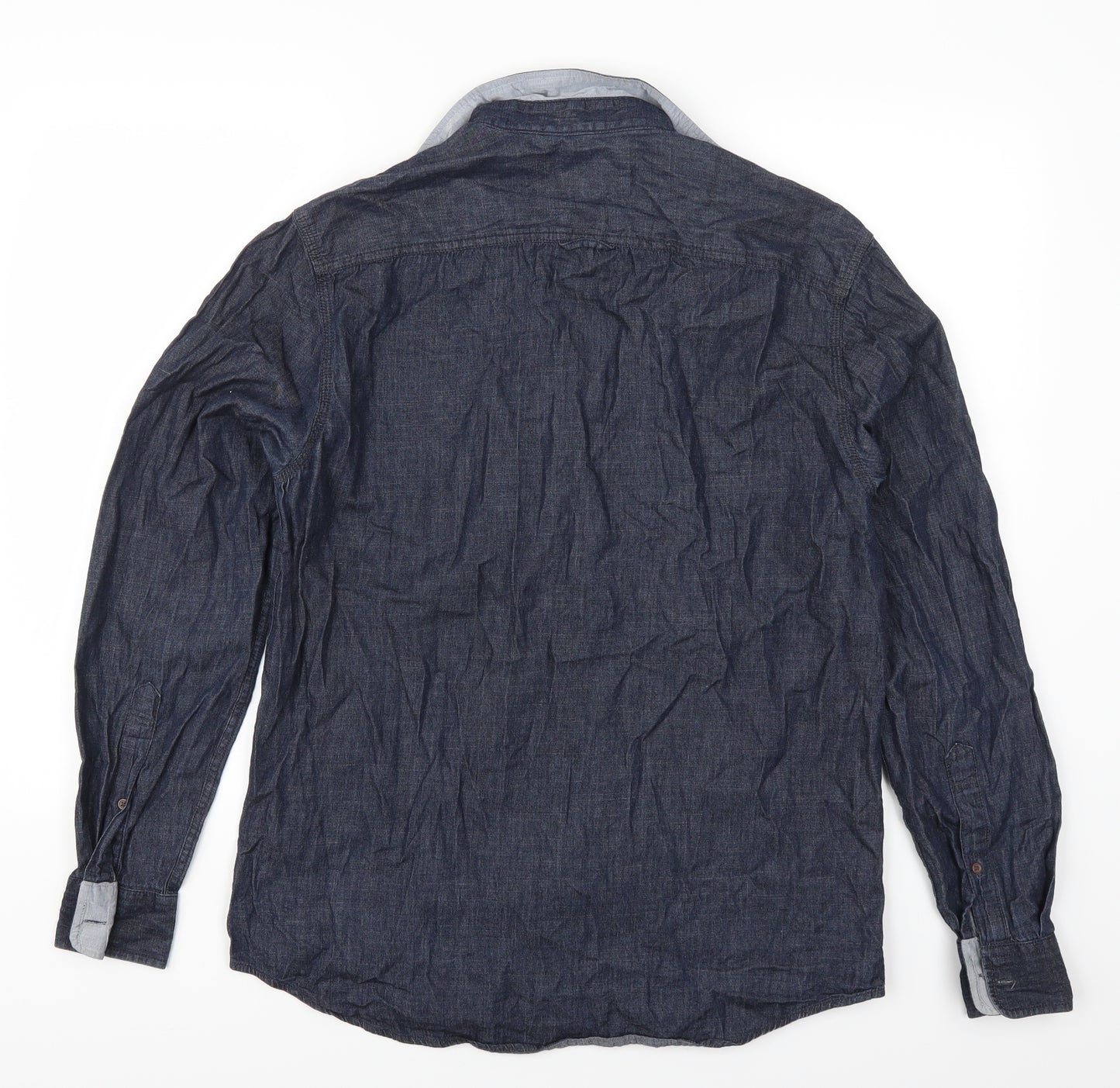 Trait Mens Blue  Denim  Button-Up Size M