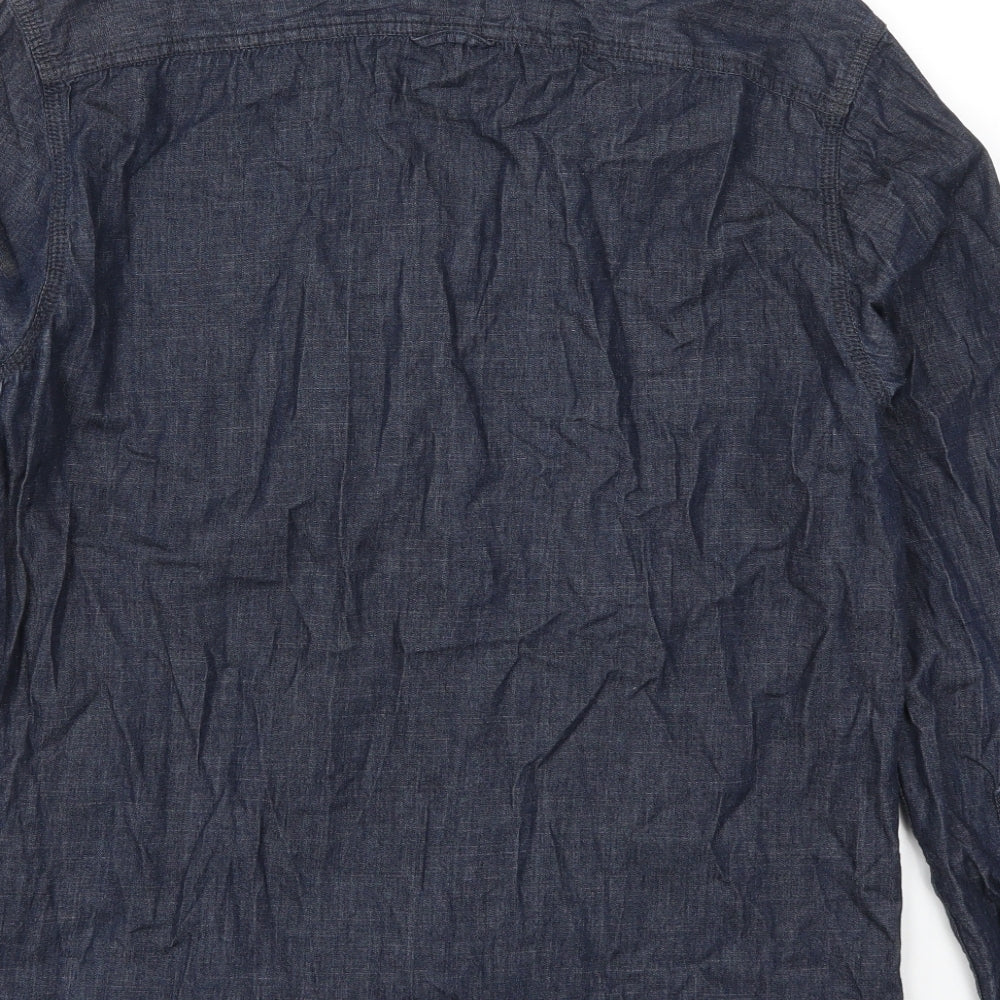 Trait Mens Blue  Denim  Button-Up Size M
