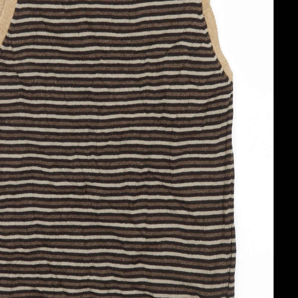 NAGA HOMME  Mens Brown Geometric Knit Pullover Jumper Size L