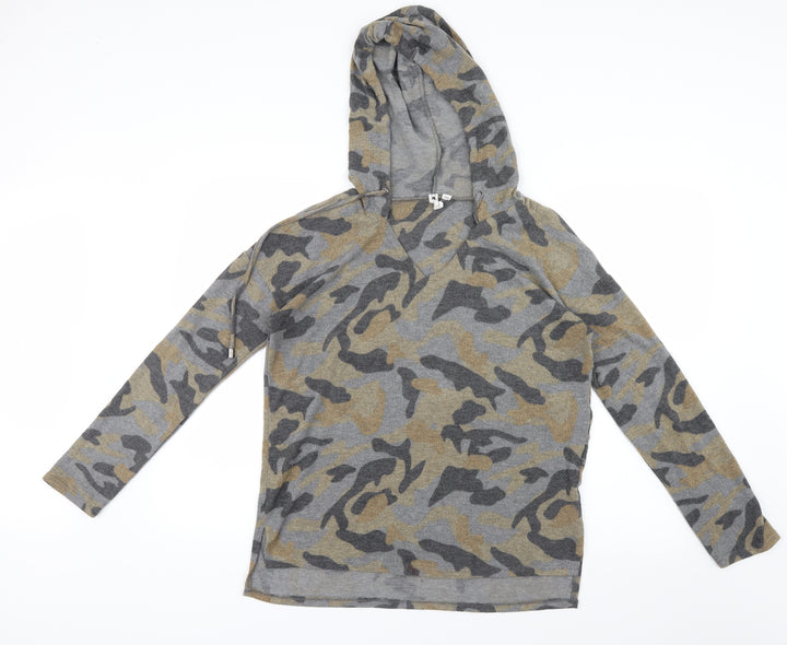 Cable & Gauge Womens Grey Camouflage Pullover Hoodie Size S
