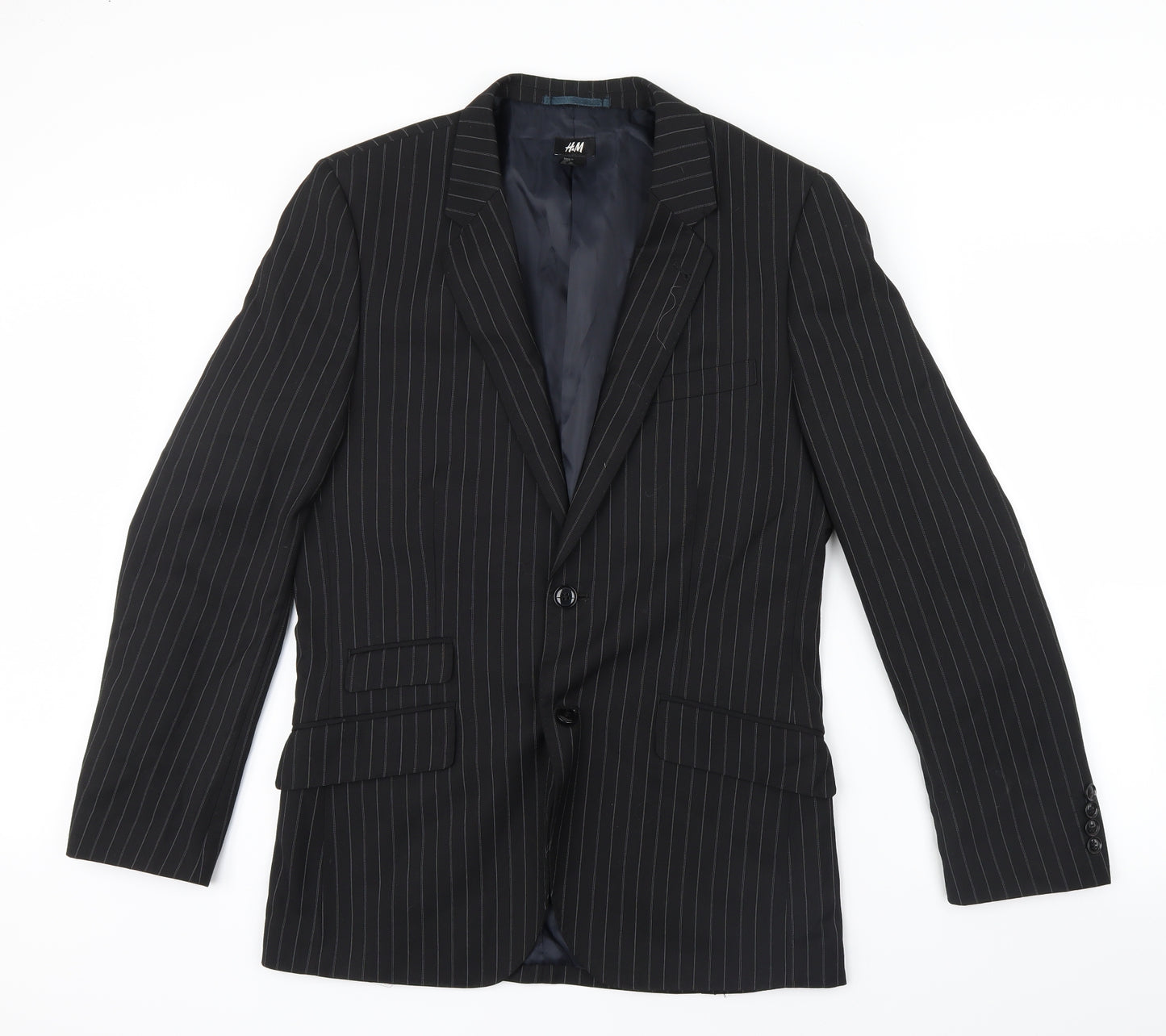 H&M Mens Black Striped  Jacket Suit Jacket Size M
