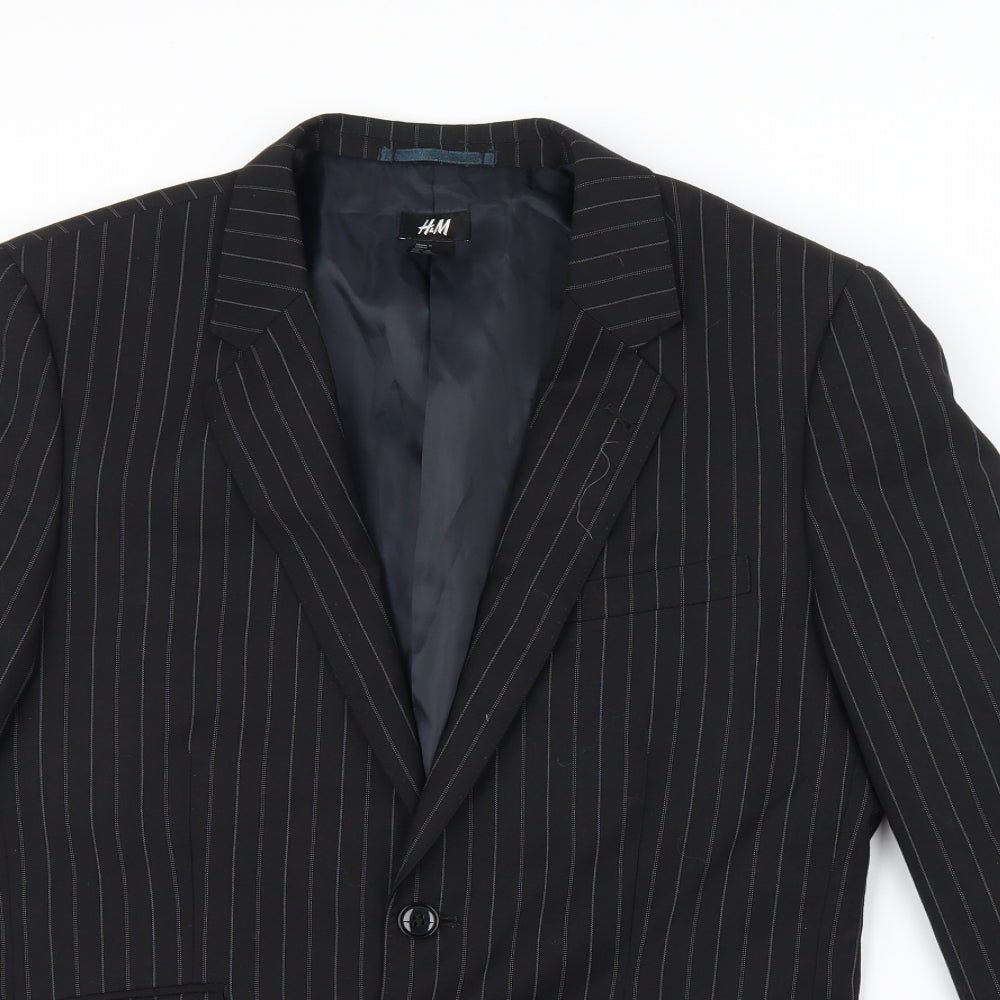 H&M Mens Black Striped  Jacket Suit Jacket Size M