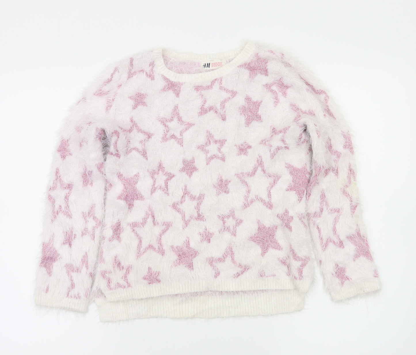 H&M Girls Pink Argyle/Diamond  Pullover Jumper Size 9-10 Years