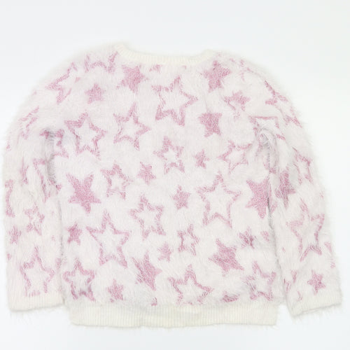 H&M Girls Pink Argyle/Diamond  Pullover Jumper Size 9-10 Years