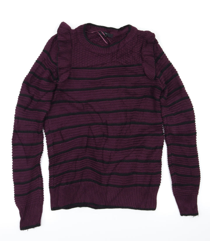 next Womens Purple Striped Pullover Jumper Size 6