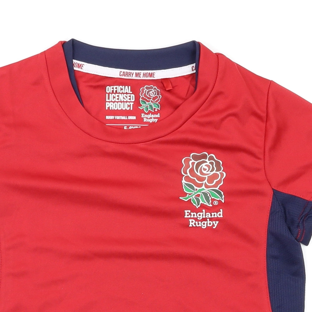 Rugby  Boys Red   Pullover T-Shirt Size 5 Years