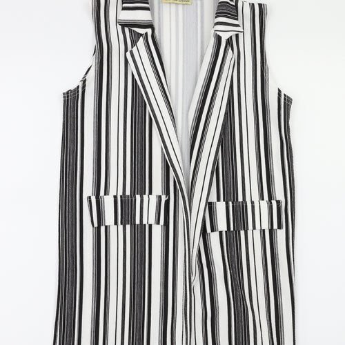 camea rose Womens Black Striped  Gilet Jacket Size 10