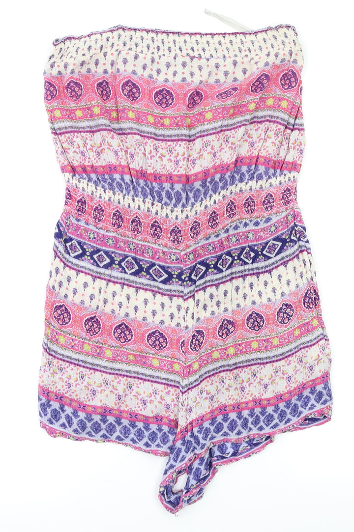 New look Womens Pink Argyle/Diamond Jumpsuit One-Piece Size 8
