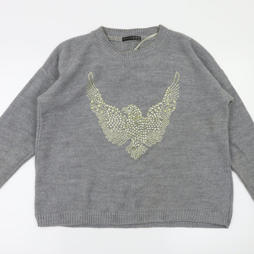 Primark Womens Grey Animal Print  Pullover Jumper Size 10