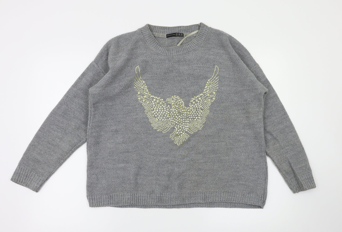 Primark Womens Grey Animal Print  Pullover Jumper Size 10