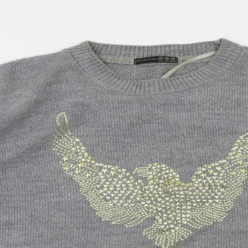 Primark Womens Grey Animal Print  Pullover Jumper Size 10