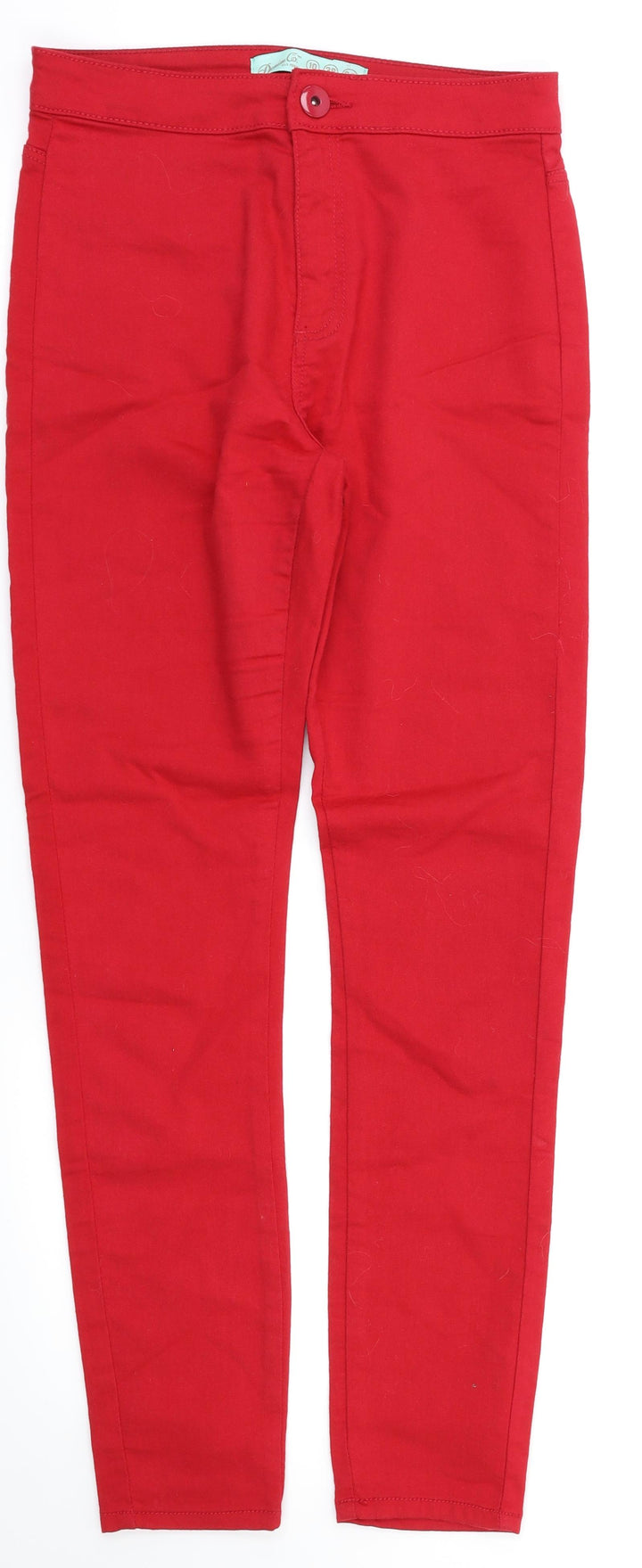 Denim & Co Womens Red Houndstooth Skinny Jeans Size 10 L29 in