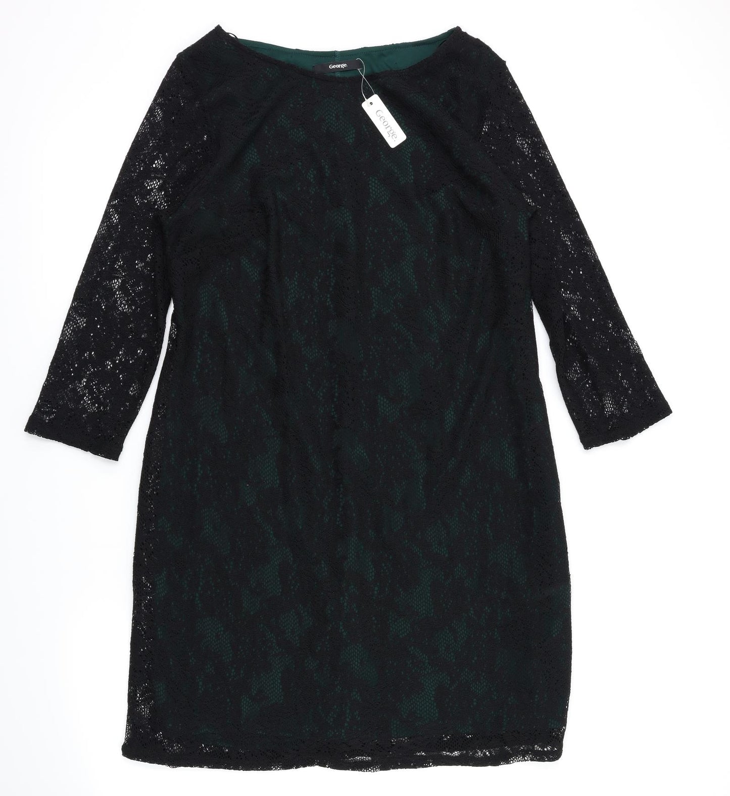 George Womens Black Floral  Fit & Flare  Size 14