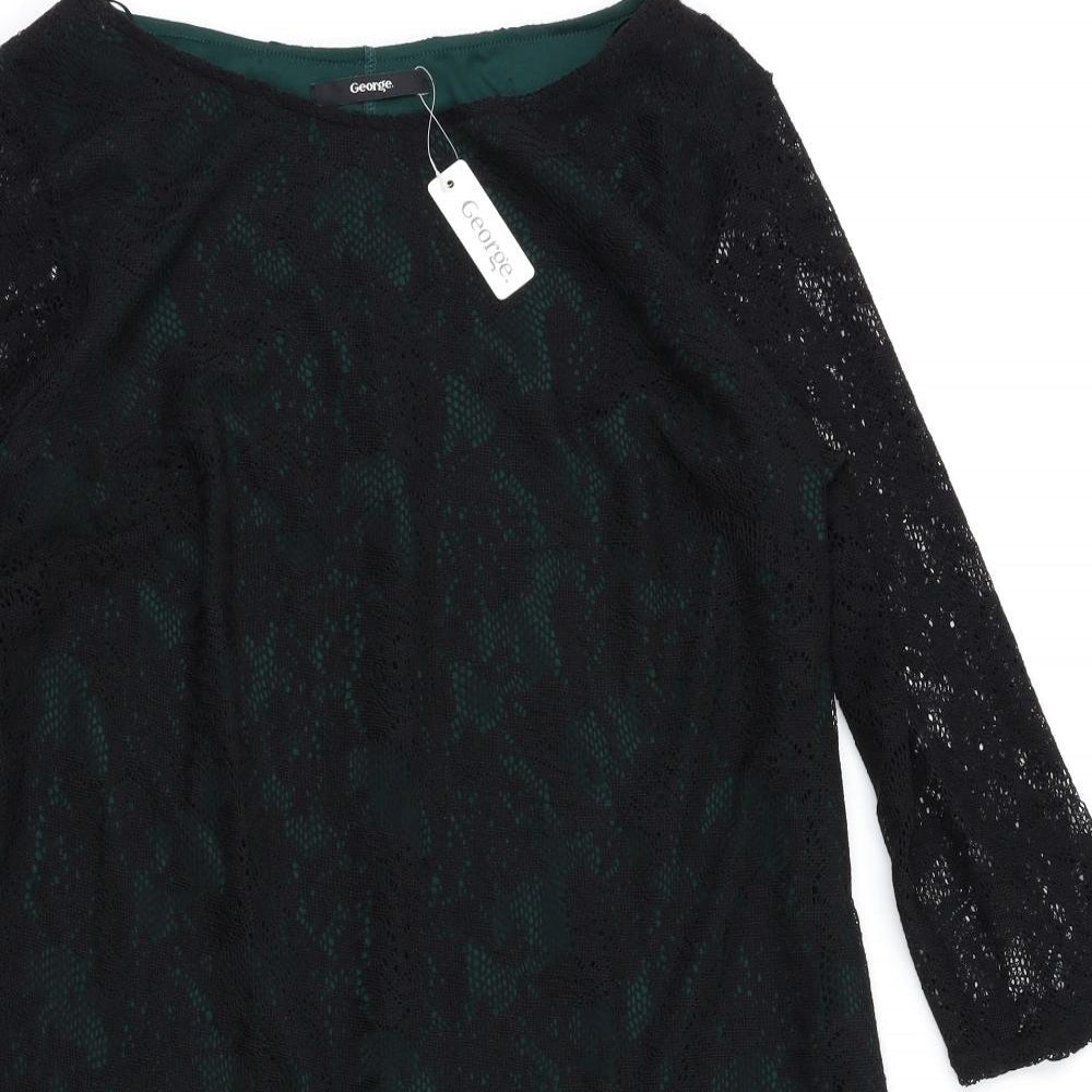 George Womens Black Floral  Fit & Flare  Size 14