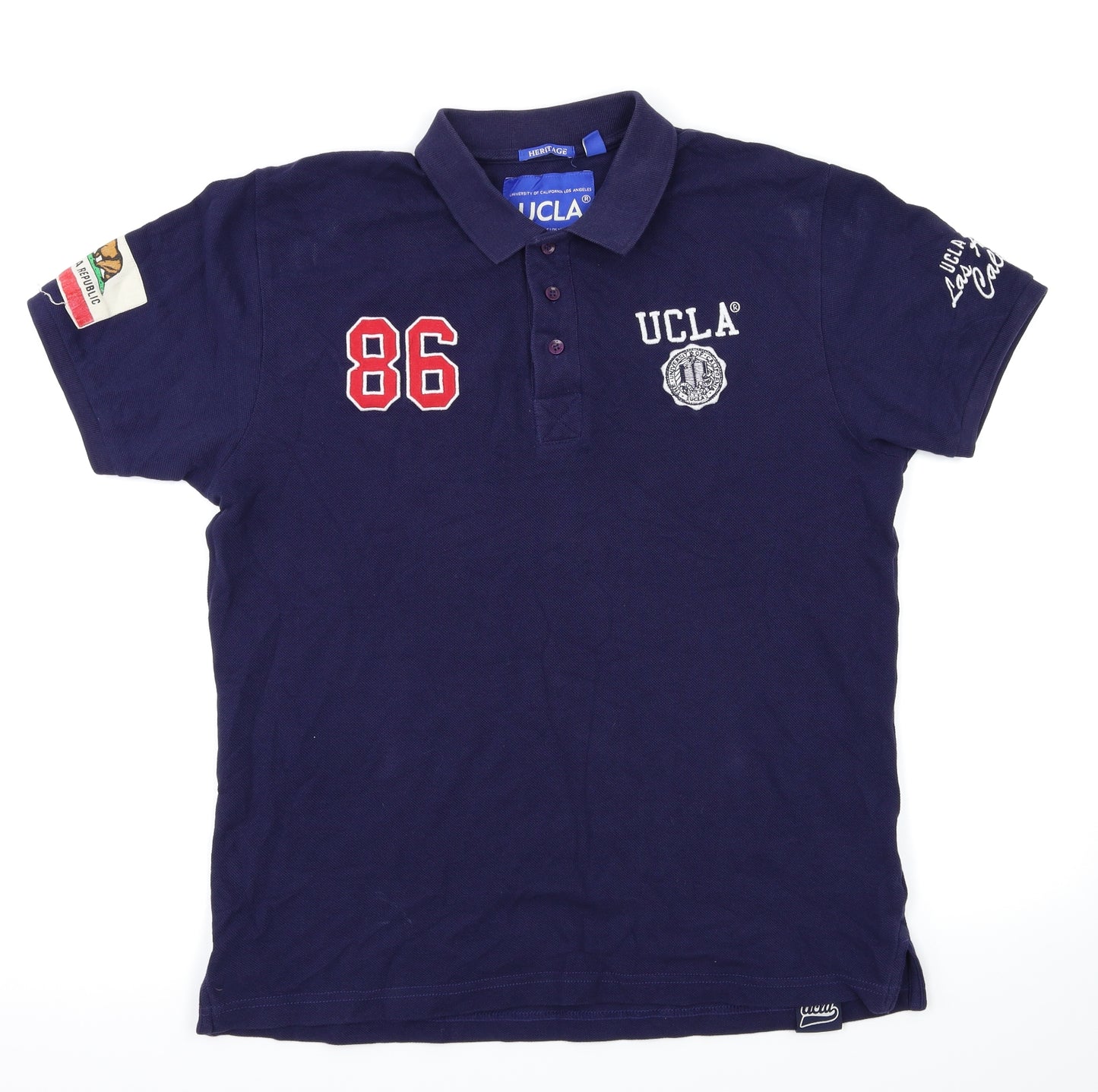UCLA Mens Blue Houndstooth   Polo Size S