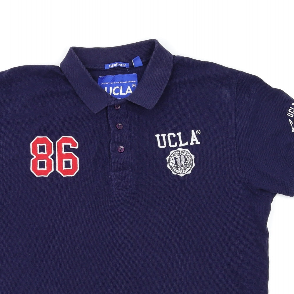 UCLA Mens Blue Houndstooth   Polo Size S