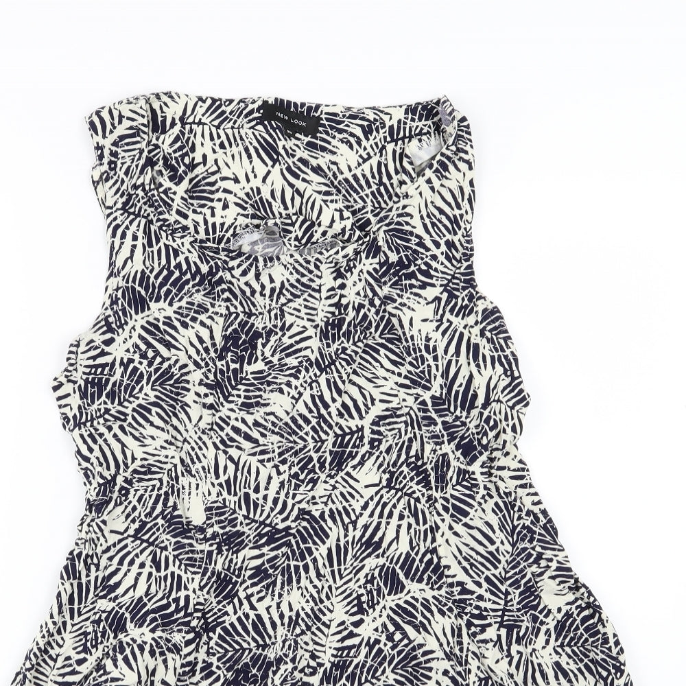 New Look Womens Blue   A-Line  Size 14  - Leaf print