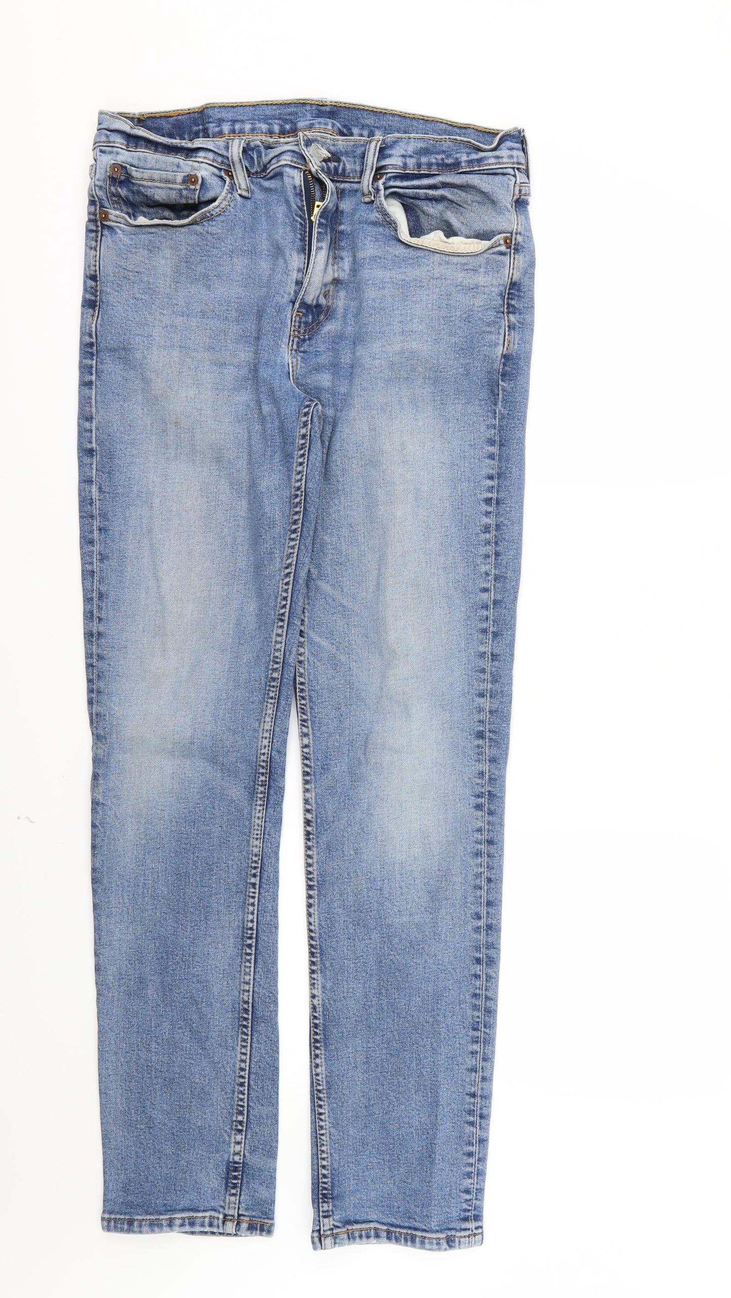 Levi's Mens Blue  Denim Straight Jeans Size 32 L31 in