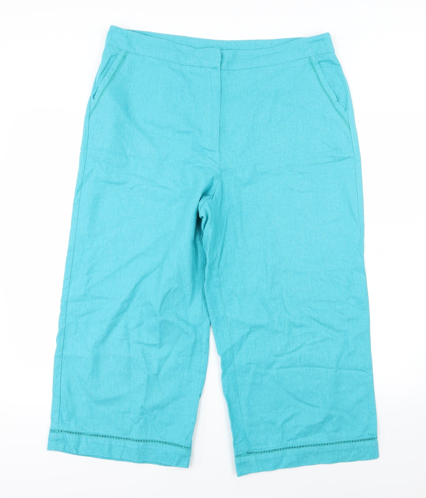 BHS Womens Blue   Cropped Trousers Size 16 L22 in