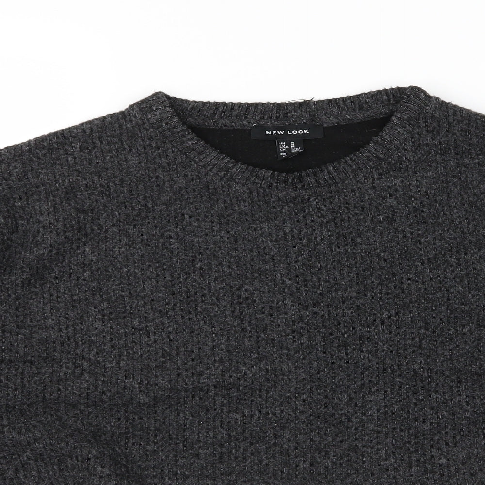 New Look Womens Grey  Knit Pullover Jumper Size M  - Cropped