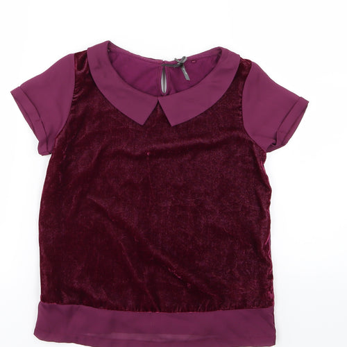 NEXT Girls Purple  Velour Basic Blouse Size 9 Years