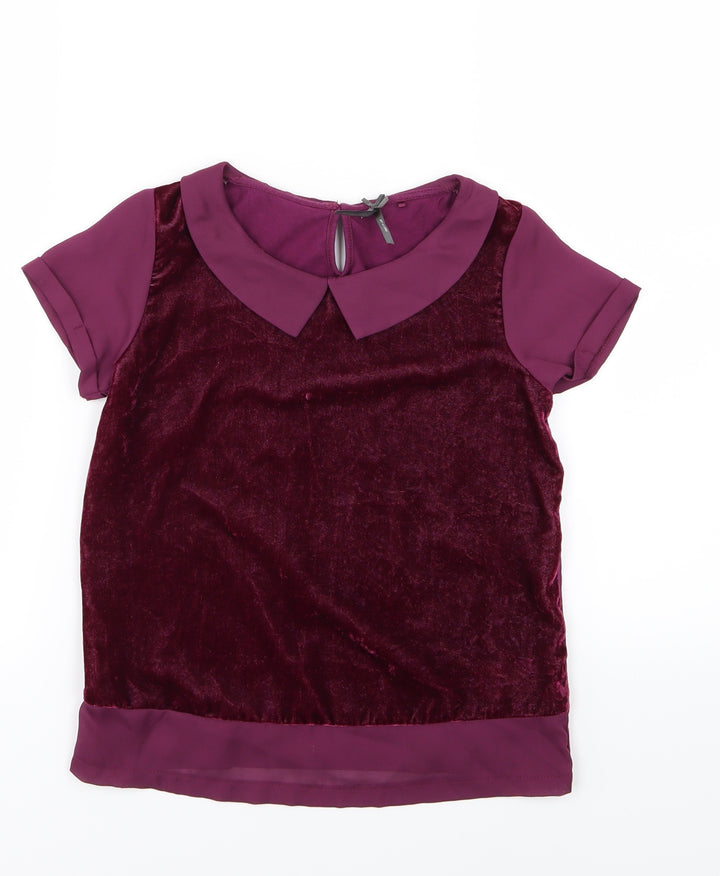 NEXT Girls Purple  Velour Basic Blouse Size 9 Years