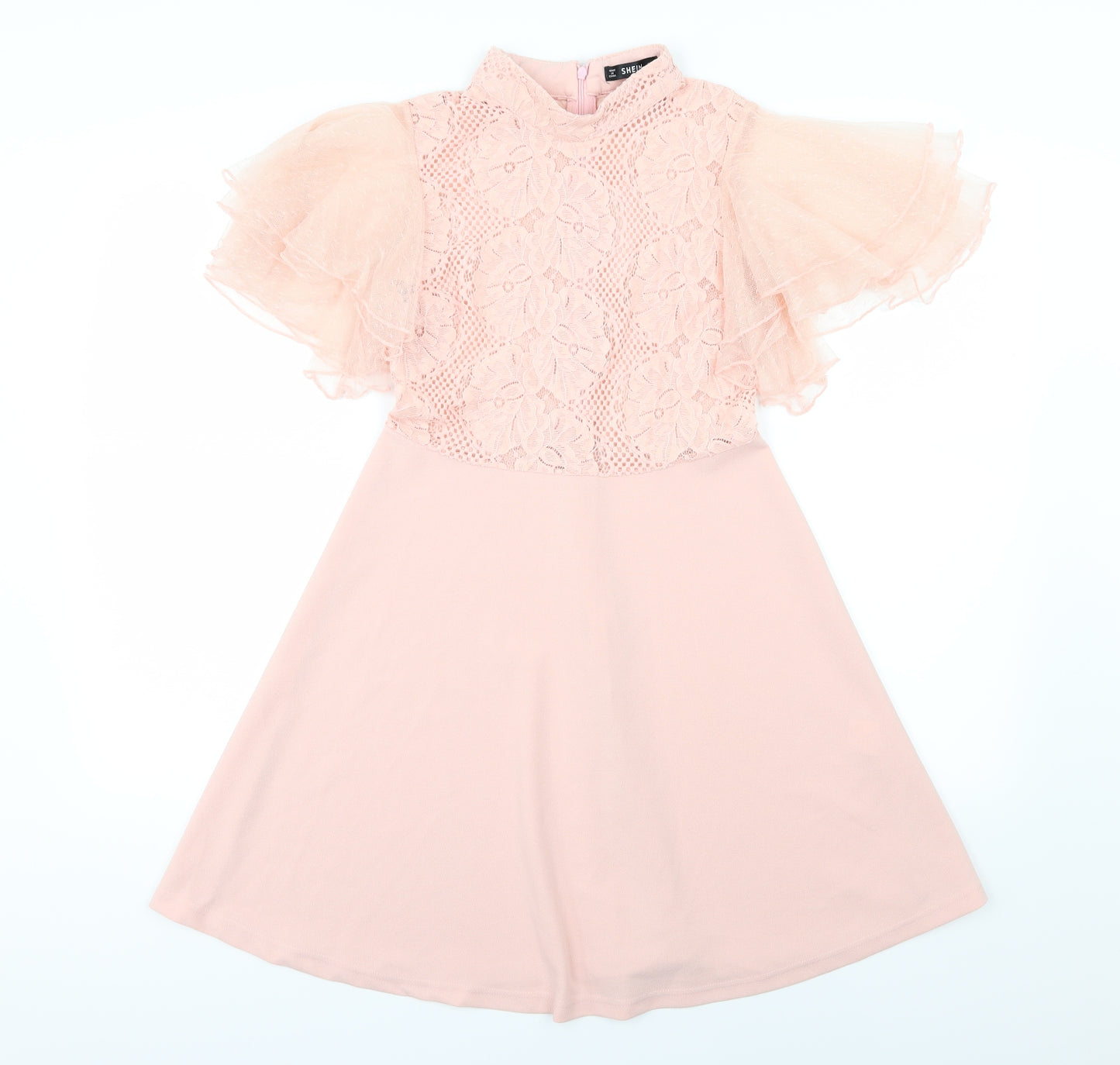 SheIn Womens Pink Floral  Skater Dress  Size M