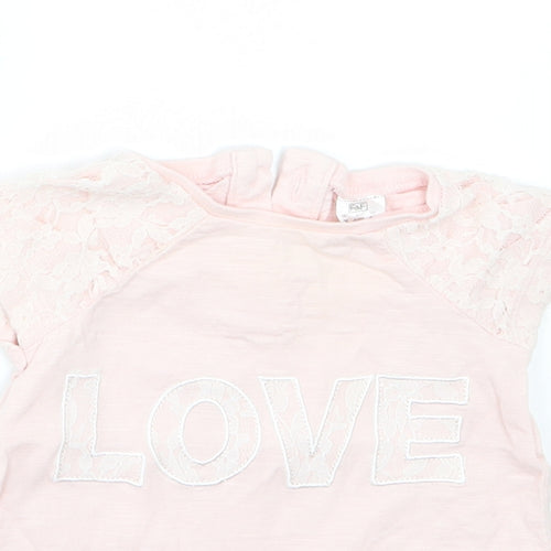 F&F Girls Pink  Jersey Basic T-Shirt Size 3-6 Months  - Love