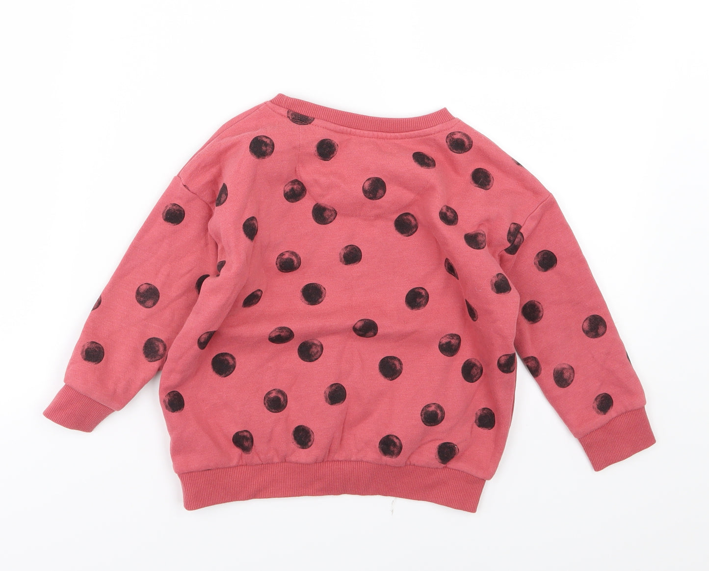 F&F Girls Pink Polka Dot Jersey Pullover Sweatshirt Size 4-5 Years