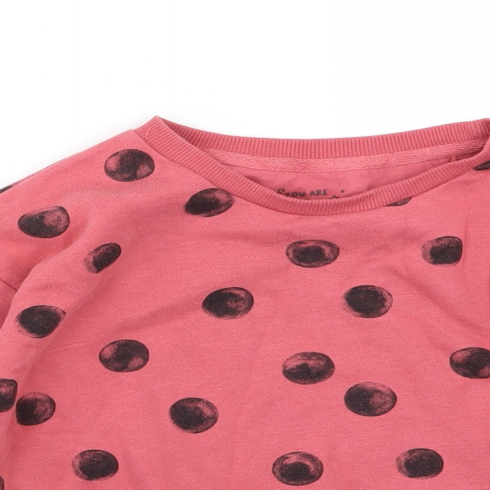 F&F Girls Pink Polka Dot Jersey Pullover Sweatshirt Size 4-5 Years