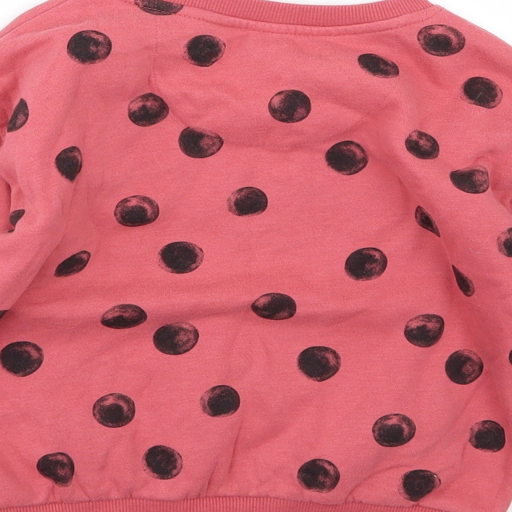 F&F Girls Pink Polka Dot Jersey Pullover Sweatshirt Size 4-5 Years