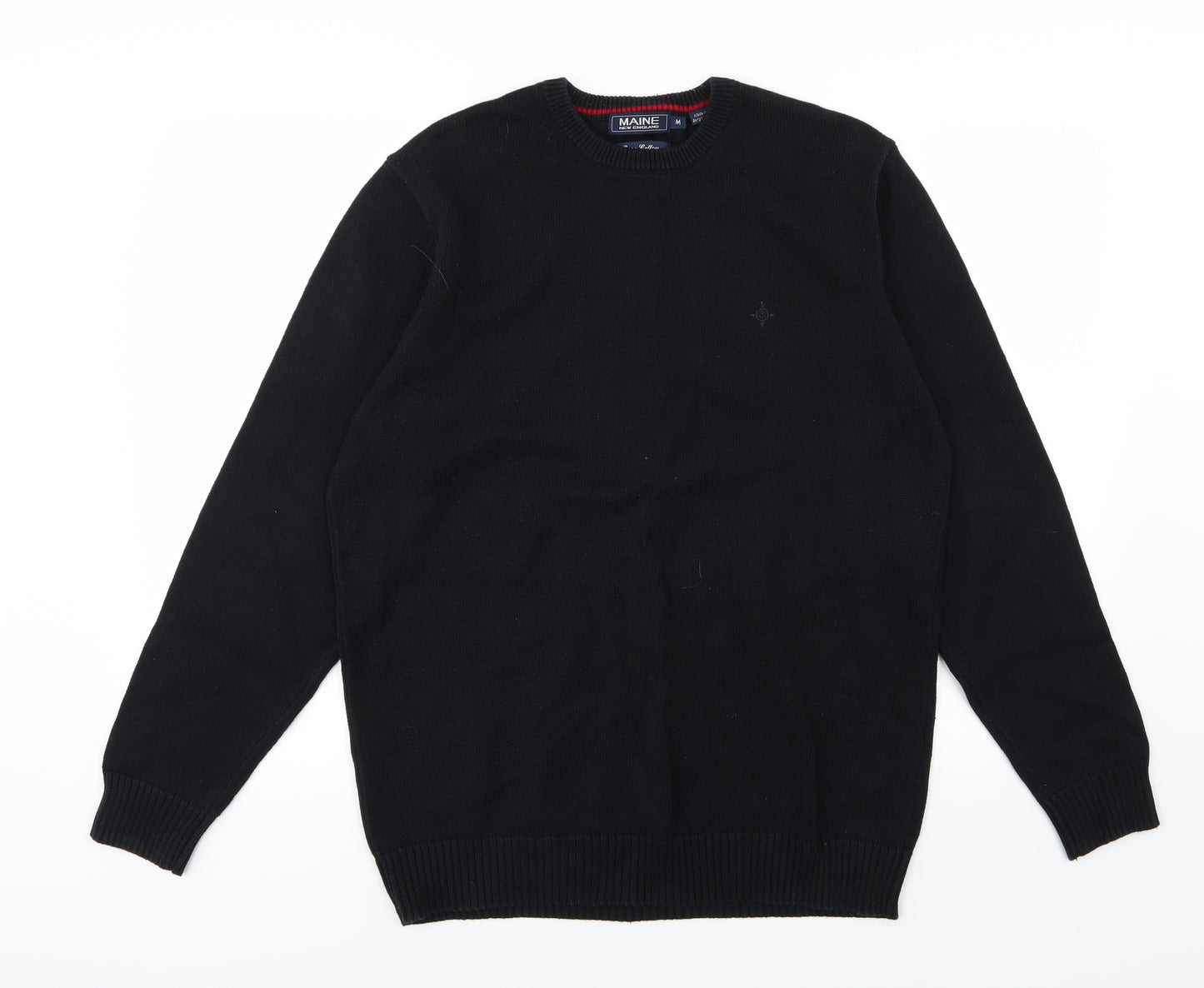 Maine Mens Black  Knit Pullover Jumper Size M