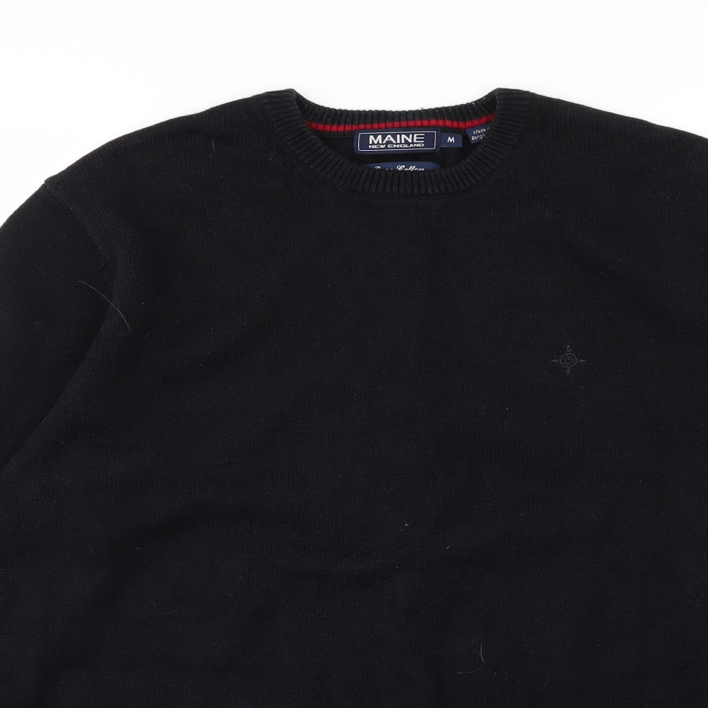 Maine Mens Black  Knit Pullover Jumper Size M