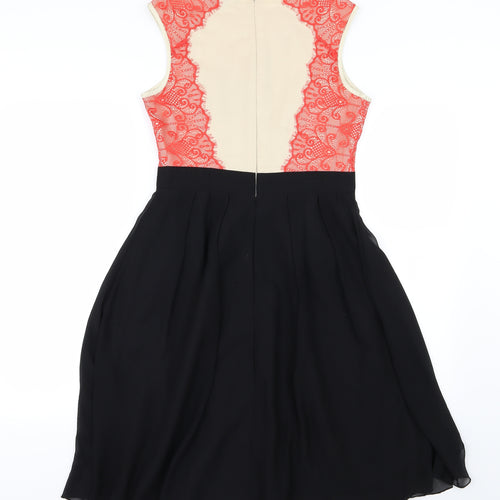 Little Mistress Womens Black Floral Chiffon A-Line  Size 10