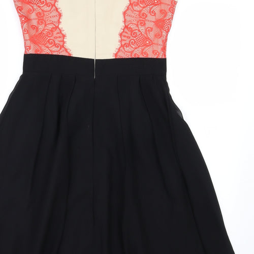 Little Mistress Womens Black Floral Chiffon A-Line  Size 10