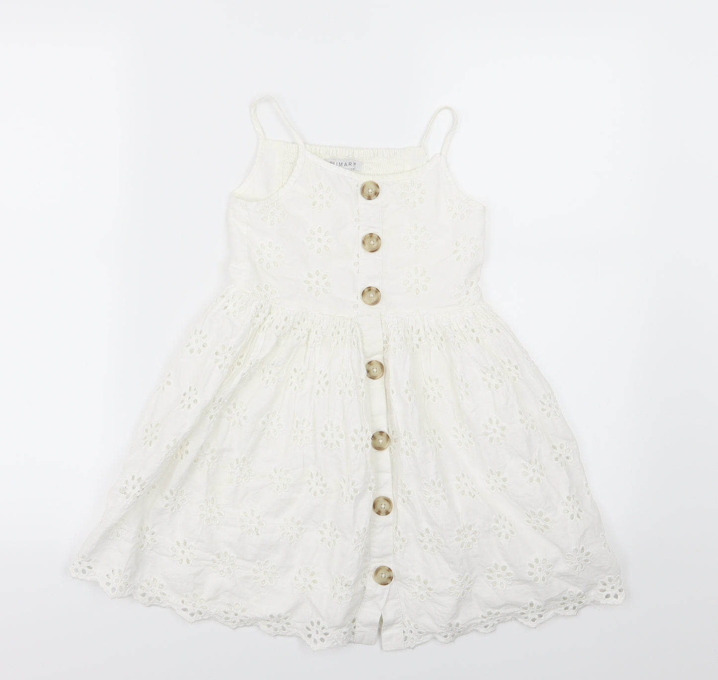 Primark Girls White Floral Woven A-Line  Size 3-4 Years