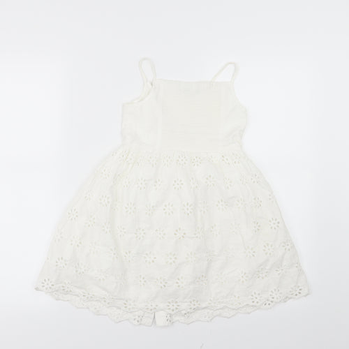 Primark Girls White Floral Woven A-Line  Size 3-4 Years