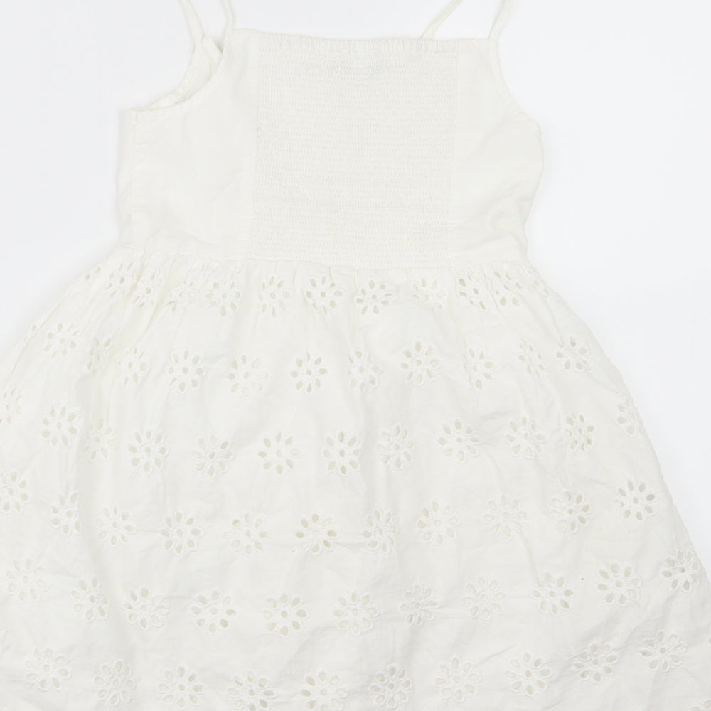 Primark Girls White Floral Woven A-Line  Size 3-4 Years