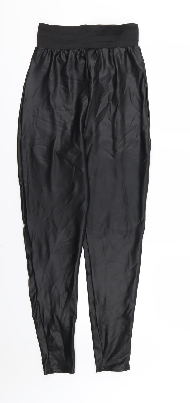 Boohoo Womens Black Carrot Leggings Size 8 L26 in - Leather Effect