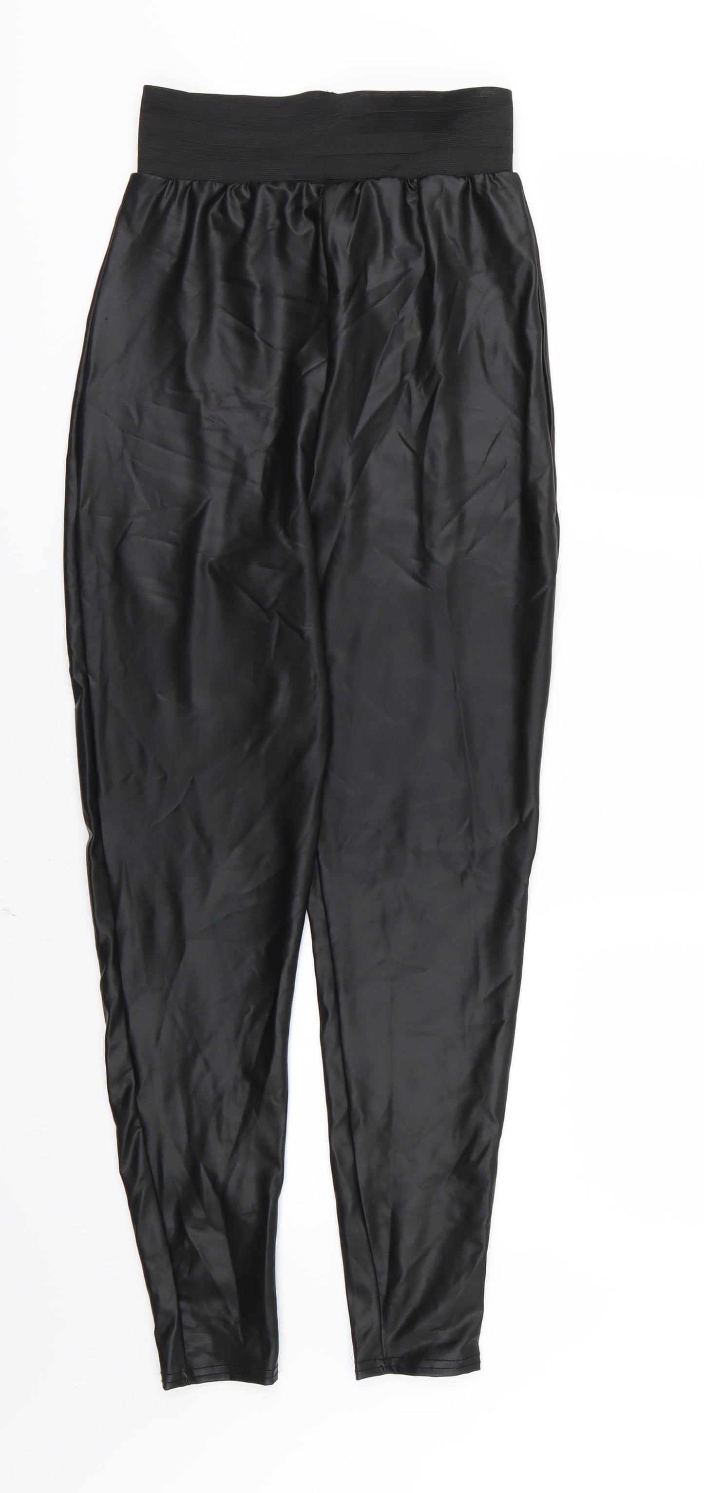 Boohoo Womens Black   Carrot Leggings Size 8 L26 in - Leather Effect