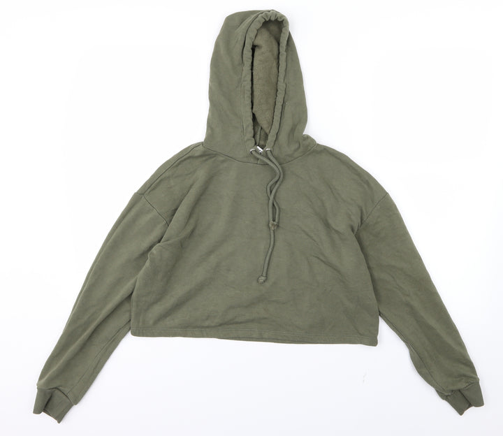 Divided by H&M Womens Green Jersey Pullover Hoodie Size S - Cropped