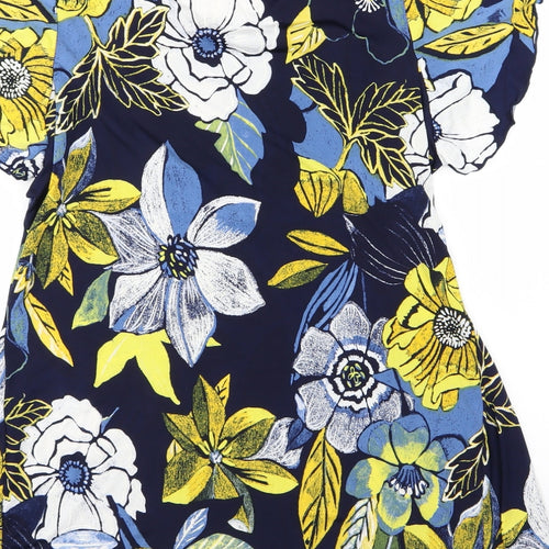 Arista Womens Blue Floral  Basic T-Shirt Size 10