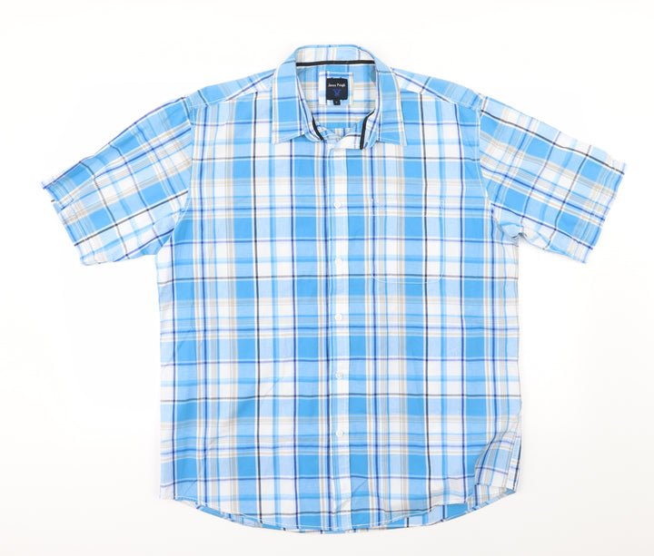 EWM Mens Blue Striped Woven Button-Up Size L
