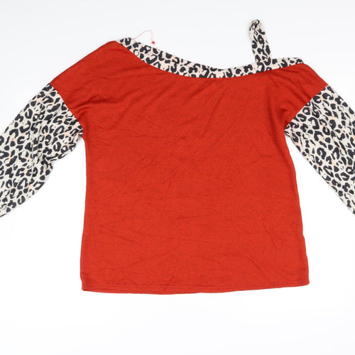 Preworn Womens Red   Pullover Jumper Size L  - heart animal print
